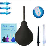 Douche rectale en silicone bleu en forme de poire de 224 ml pour lavement anal, anus, côlon