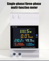 Monitor AC rel Din listrik emas, pengukur energi LED akurasi 110V/220V/380V 63A, faktor daya arus tegangan aktif KWH ± 1.0%