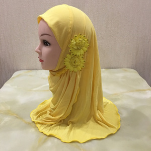 Pañuelos de Primavera para Mujeres Musulmanas, Color Ámbar, de 2 a 7 Años, Hijab Instantáneo de Licra de Alta Calidad, Largo Medio, Venta al Por Mayor - Product Image 5