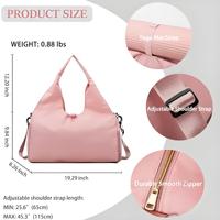 Tas Olahraga Yoga Polyester Kapasitas Besar, Dapat Disesuaikan, Modis, Tahan Air, Pemisah Basah Kering, Ringan, Tas Gym Travel Wanita