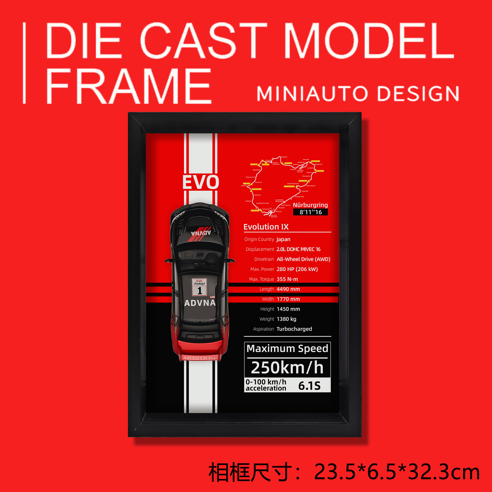 Kit modello Mitsubishi Evo 1:32 - Nero e rosso