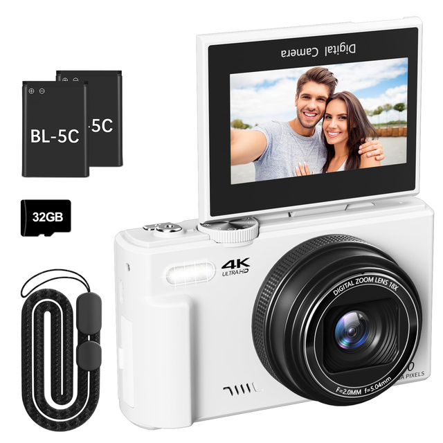 Digital Camera Photography 4K 16x Zoom Vintage Video Recorder YouTube 180 Flip Screen Selfile WiFi AI Noise