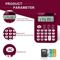 Promo CTFREE Kalkulator Mini 12 Digit Saku dengan Cetak Logo Kustom, Fungsi Keuangan Kantor, Kalender, dan Baterai