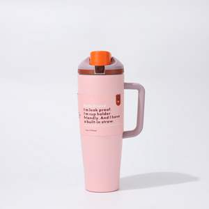 Gobelet isotherme à double paroi en acier inoxydable 40 oz avec logo personnalisé, poignée et couvercle Freesip pour les voyages - Product Image 2