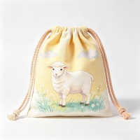 Pochettes à cordon en toile de coton recyclé lavables sur mesure et sacs d'emballage cadeau réutilisables à motif de dessin animé écologique