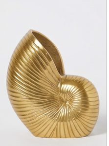 Jarrón Decorativo de Metal Dorado, Diseño Escultural Inspirado en Conchas, Textura Acanalada, Portaflores para Decoración del Hogar, Exhibición en Hoteles y Restaurantes - Product Image 2