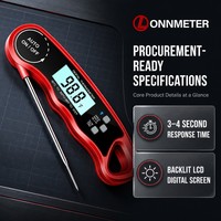 Thermomètre numérique pliable pour viande, lecture rapide en 3-4 secondes ° C/ ° Outil de barbecue F Switch avec écran LCD rétroéclairé