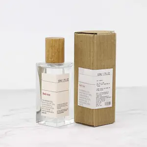 Perfume Bottle Manufacturer 50ml 100ml Fragrance Rectangle Glass Bottles With Wooden Cap