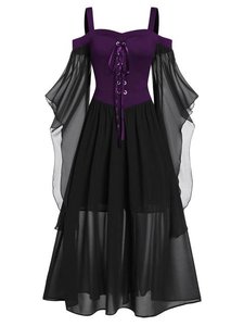 Abito Medievale da Donna Costume Retrò Cosplay Vestito da Fata Costume Medievale Abito Vintage Rinascimentale per Signore Taglie Forti - Product Image 5