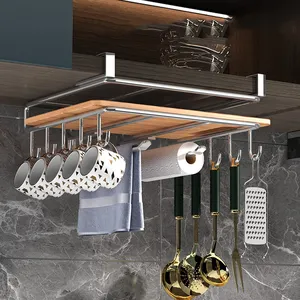 Keukenkast Opknoping Rek Met Haken Snijplank Kastdeur Hanger Muur Opslag Wijnglas Houder Pot Cover Rack