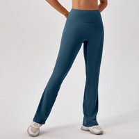 Femmes taille haute contrôle du ventre sans couture avant Yoga pantalon évasé Scrunch bout à bout cloche-bas Gym danse Leggings