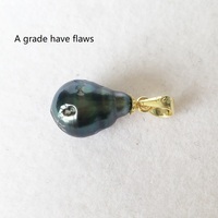 Pendentif de haute qualité en argent 925 plaqué or avec perle de Tahiti naturelle, forme baroque, CHARM
