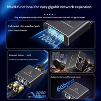 Divisor/Conmutador de Cable de Red RJ45 de 1 a 4 Puertos Gigabit 1000mbps para Laptop, Computadora, CCTV, STB, Router WIFI, Conexión a Internet Simultánea