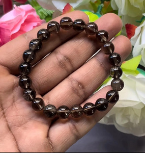 Smoky Quartz Round Bead Stretch <b>Bracelet</b> Natural Brown Gemstone Grounding Jewelry Handmade Gift for <b>Men</b> Women Unisex gift wear - Product Image 2
