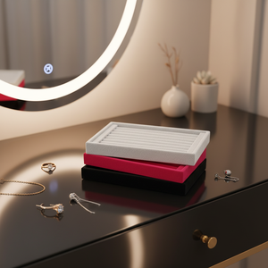 Gray Beige Black Pink Velvet Jewelry <b>Storage</b> Tray Organizer Rectangle Shape <b>Rings</b> Beads Accessory Bangles Set - Product Image 5