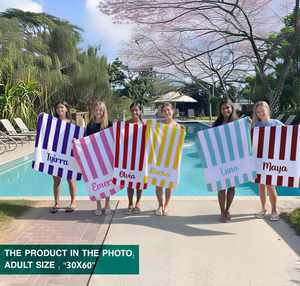 Toalla de Playa de Microfibra Suave, de Secado Rápido y Ecológica, con Rayas de Colores Estilo Turco, Personalizada con Nombre, con Líneas Verticales - Product Image 2