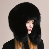 Gorro Ushanka Ruso para Mujer, 100% Piel de Zorro y Mapache, con Orejeras, para Deportes de Invierno, Actividades al Aire Libre, Esquí, Pesca, Ciclismo