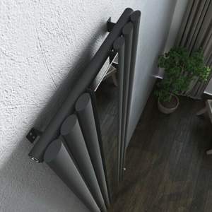 Radiatore di Design Verticale Antracite 1800x500mm con Specchio Ovale <span class=keywords><strong>per</strong></span> Soggiorno e Bagno - Product Image 2
