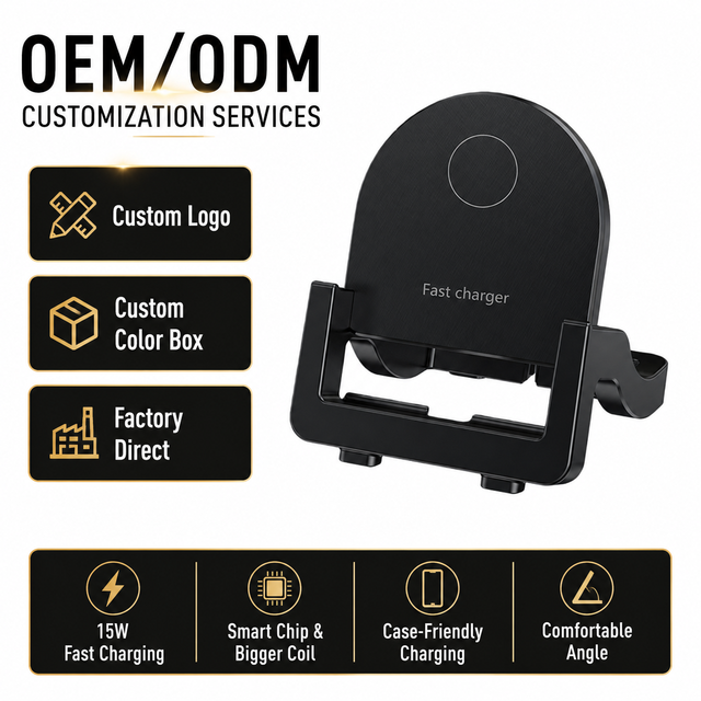 Mobile Accessories Wireless Phone Charger Stand 15W, Desktop Cell Phone Holder Fast Charging Dock