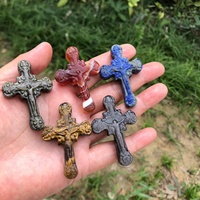 Croix en cristal de sardonyx rouge sculptée à la main, pierre de guérison naturelle, pour cadeaux