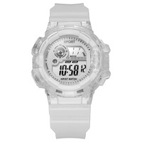 Jam Tangan Digital Sport Transparan untuk Anak Perempuan, Jam Tangan Elektronik Warna Pastel dengan Gelang Manik-manik untuk Sekolah & Bermain