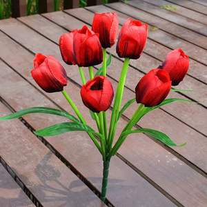 Nuovi <span class=keywords><strong>Tulipani</strong></span> Artificiali a 9 Teste, Bouquet di Fiori Simulati per Decorazione Giardino e Casa - Product Image 5