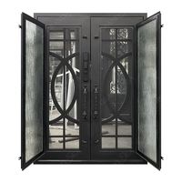 Portes grillagées en fer forgé de sécurité extérieure pour villa moderne supérieure avec moustiquaire réglable