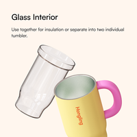 Hong Ling Vente en gros OEM Gobelet empilable à double couvercle 800 ml en acier inoxydable avec doublure en verre borosilicate, poignée et paille