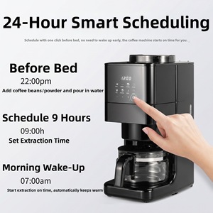 Cafetière à filtre tout-en-un avec panneau de commande tactile, programmable, automatique, moulin intégré, en acier inoxydable - Product Image 2