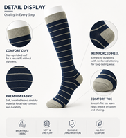 Chaussettes de compression rayées marine en nylon, hauteur genou, pour hommes et femmes, sport et voyage