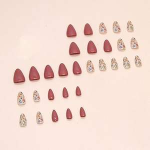 Faux ongles à presser en forme d'amande, 24 pièces, motif floral, ongles à presser, couverture complète, colle à appliquer, faux ongles floraux mignons à coller pour femmes - Product Image 6