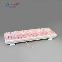 Keyboard USB Berkabel Baru Warna Pink Gradasi Portabel Nyaman Ergo 87-Tombol LED Backlit Karakter Terukir untuk Kantor Gaming Laptop Desktop