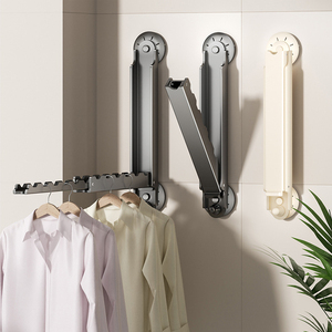 SANIPRO <strong>Small</strong> Indoor Suction Cup Clothes Storage <strong>Rack</strong> <strong>Bathroom</strong> Balcony No Punch Wall Mounted Telescopic Foldable Drying Hanger - Product Image 2