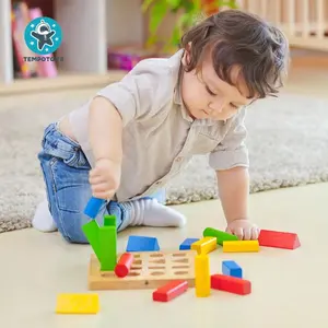 Tempo Toys nuovi arrivi fornitori di giocattoli blocchi di costruzione a colori Juguetes Madera forma geometrica blocchi di costruzione giocattoli per bambini