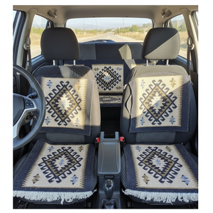 Ensemble de tapis de siège de voiture Kilim en laine et soie Housse de siège de voiture lavable fabriquée à la machine - Product Image 3