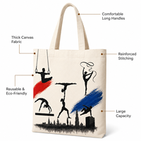 Sac fourre-tout en toile imprimé sport de gymnastique, motif paysage urbain de Paris, grande capacité, toile épaisse et résistante, sac à bandoulière pour le shopping, réutilisable