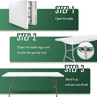 Table de repas pliante robuste en métal de 6 pieds, portable, pour intérieur/extérieur, camping, pique-nique, fête