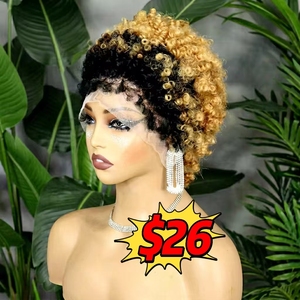 Promotion $26 Letsfly : Perruques Afro Courtes en Cheveux Humains Remy avec Ligne de Cheveux 4C et Dentelle Suisse pour Femme Noire - Product Image 1