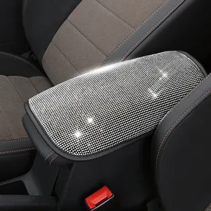 Blingbling Crystal Diamond Car Seat Armrest Cover Console Cushion Center Console Box Cover
