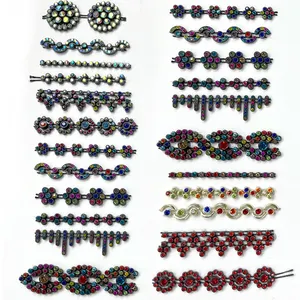 Factory Price Different Shape Plastic Rhinestone Banding , Wholesale SS6 SS8 SS10 SS12 Plastic Rhinestone Trim for Dress