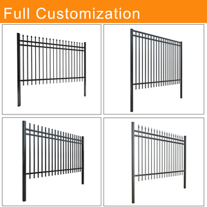 Hot Sale Powder Coated 6Ft X 8Ft Wrought Iron Fence Garden Arch Wrought Iron <strong>Gate</strong> And Fence <strong>Horizontal</strong> Steel Fence <strong>Design</strong>