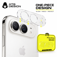 Protection d'objectif d'appareil photo en verre trempé 9H ATB AR+AF à installation facile pour iPhone 17 18 Pro Max et iPhone Duo