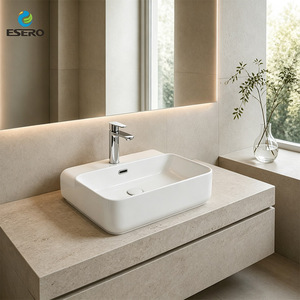 อ่างล้างหน้าเซรามิกดีไซน์ใหม่ เงางาม ทำความสะอาดง่าย ขายส่ง - Product Image 4