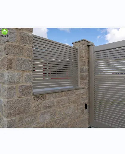 Aluminium garden gray fence and trellis gate slats horizontal metal fence panel privacy screen
