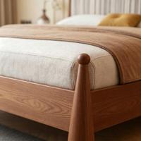 Base de Cama Individual de Madera de Fresno Duradera y Ecológica, Estilo Moderno de Mediados de Siglo, con Cabecero Tapizado en Tela y Diseño a Rayas, Ideal para Apartamentos