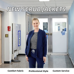 Newest Men's Modest Cotton Polyester Batik Scrub Jacket Hospital Uniform Lab Coat - Product Image 2