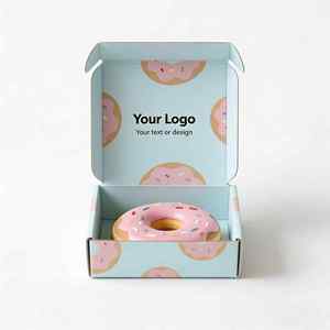 กล่องลูกฟูกสีฟ้าอ่อน ลายหวาน พร้อมโลโก้แบรนด์ที่ปรับแต่งได้ สำหรับร้านขนมหวานและโซลูชั่นบรรจุภัณฑ์ขนมอบ - Product Image 1