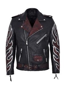 Chaqueta con Capucha para Hombre, Personalizada, 100% Cuero Nappa Rojo Genuino, Estilo con Capucha, Herrajes YKK, Marca Privada OEM/ODM - Product Image 1