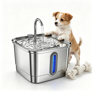 Scratch Resistant Stainless Steel Pet Water Feeder Washable Filter Pet <b>Drinking</b> Fountain - Product Image 1