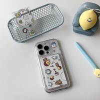 Étui magnétique à motif mignon Lucky Grass pour cartes, compatible iPhone Samsung, avec dos transparent et fixation pour carte de transport